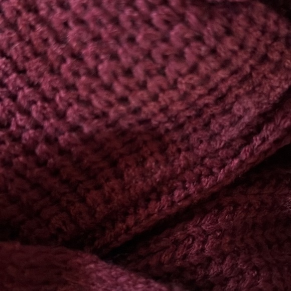 NEW-VINE & Love Back Cutout  Burgundy Ribbed Knit Sweater Mini Dress Size Large - Picture 9 of 9